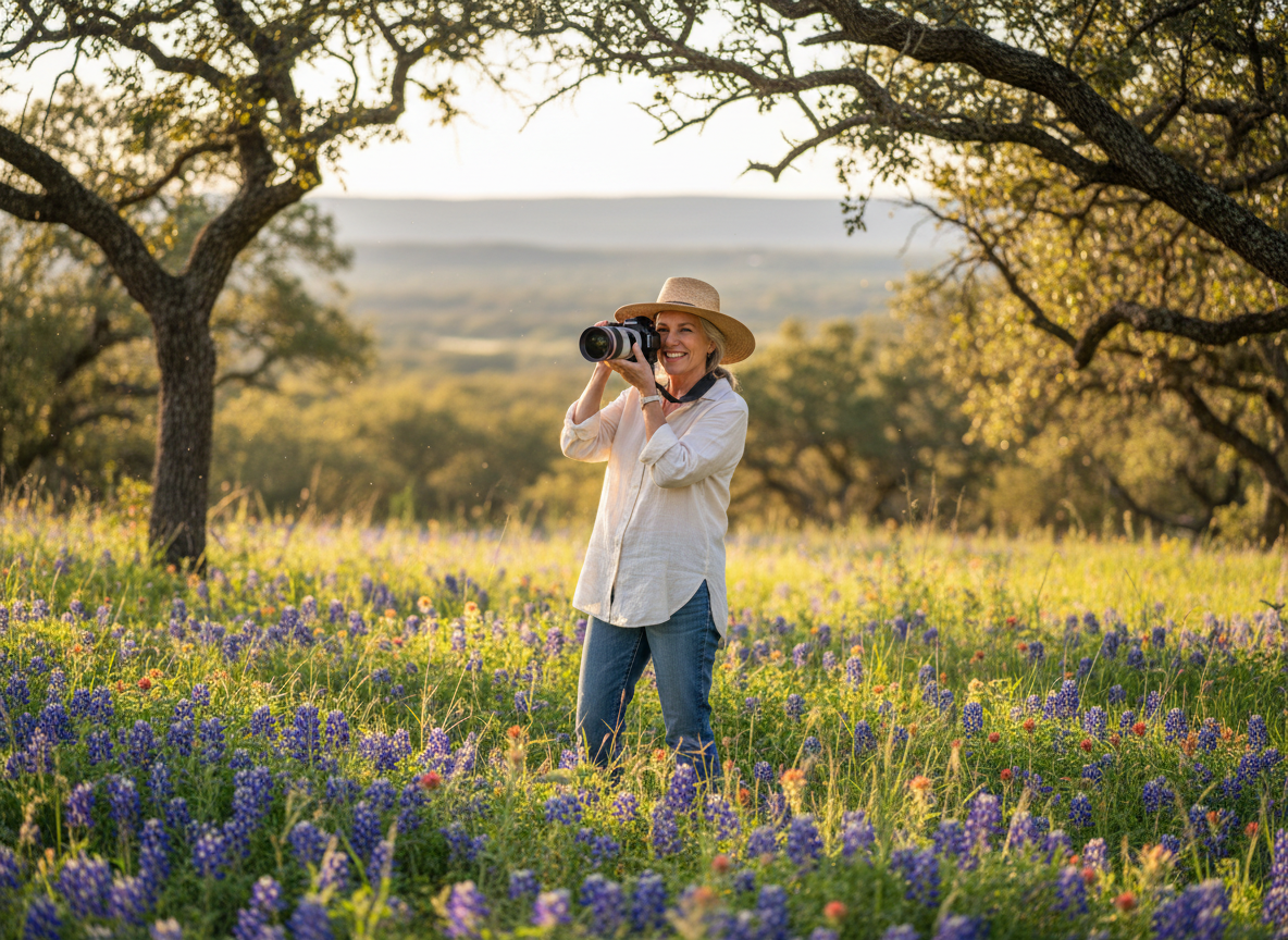 Woman photographer in nature - Wild Seasonal Living Photography Moments
