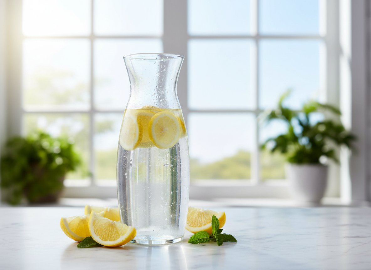Water bottle symbolizing daily hydration and healthy habits.